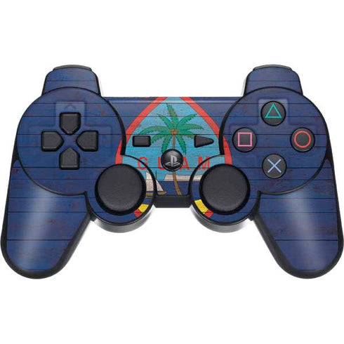 Guam Flag Dark Wood PS3 Dual Shock wireless controller Skin